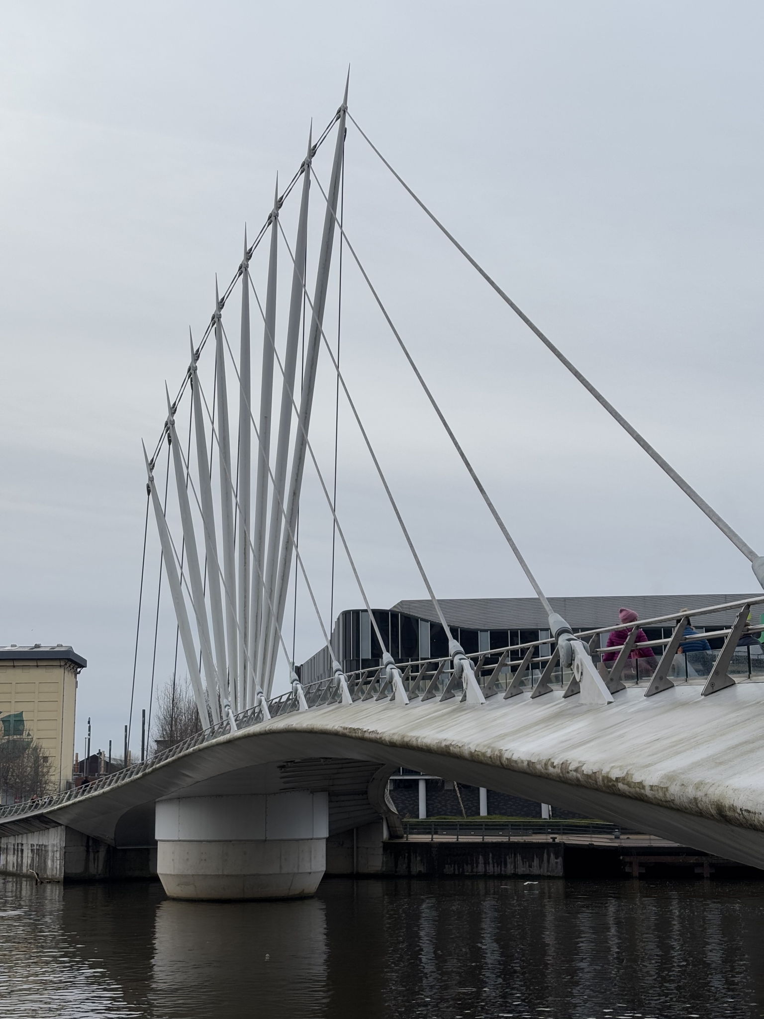 The Media City Bridge in Manchester, England, captured during a trip in January 2025.